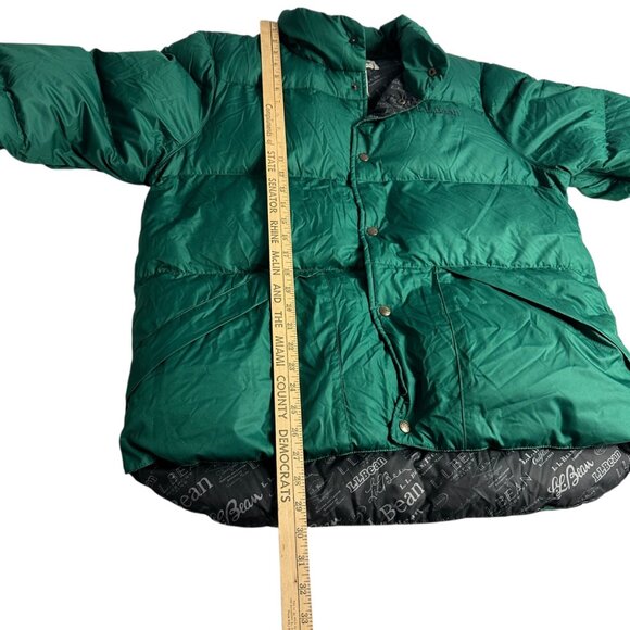 L.L. Bean Down Puffer Jacket Green Womens Size XL Snap Front Retro Classic Style - Picture 14 of 16